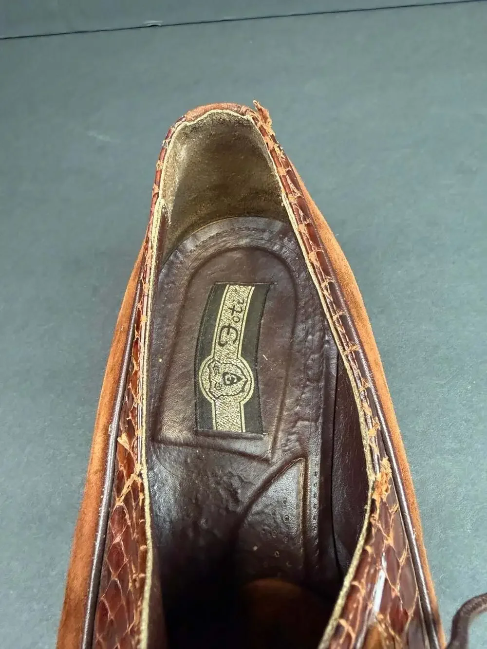 Botti Men Brown Suede and Exotic Skin Dress Shoes Size 10.5 D
